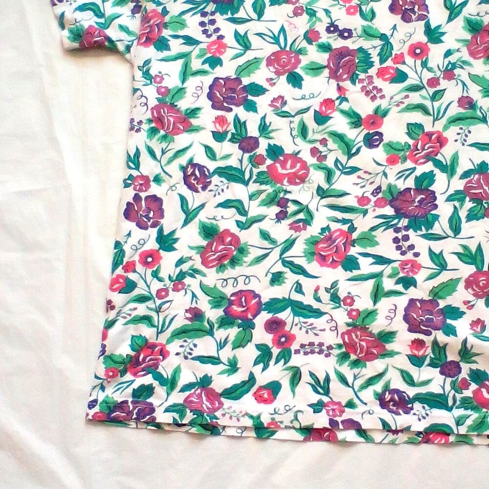 iLIO Women’s Large In Place Floral Print T-Shirt Short Sleeve Shoulder Pads - Picture 10 of 14